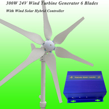 2017 Venda Quente 6 Lâminas AC24V 300 W Gerador de Turbina Eólica & Vento Híbrido Solar Kit Gerador de Energia Eólica 2024 - compre barato