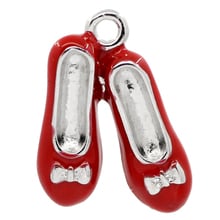 DoreenBeads Charm Pendants Shoes Silver Color Enamel Red 19x14mm,10PCs (B23255), yiwu 2024 - buy cheap