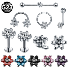 1PC Titanium Crystal Flower Micro Dermal Anchor Ear Septum Helix Piercing Orelha Cartilagem CBR Nose Vagina Lip Piercing Jewelry 2024 - buy cheap