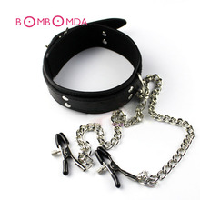 Slave Collar & Nipple Clamps BDSM Bondage Restraint Fetish Collar Chain Collars Collocation Sex Toys For Women Adult Games 2024 - buy cheap