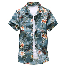 Мужская повседневная гавайская рубашка с цветочным принтом, размеры 5XL 6XL 7xl 2024 - купить недорого