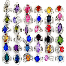 Оптовая продажа, 15 шт./лот, серебряные кольца для мужчин и женщин с большим камнем Cz, посеребренные кольца с большими кристаллами и стразами, обручальные кольца 2024 - купить недорого