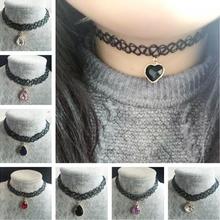 Punk Vintage elastic Fishing line Chokers necklace Crystal Alloy Geometric Water Drops Heart shape Bird Pendant clavicle necklac 2024 - buy cheap