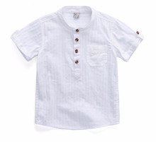 Рубашка для мальчиков и девочек, белая хлопковая блузка с стоячим воротником на лето, 2019 2024 - купить недорого