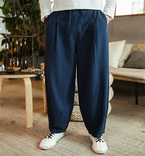 Pantalones bombachos de talla grande para hombre, ropa de calle de algodón y lino, informal, Otoño, Hip Hop, 4xl, 6xl, 7xL, 2020 2024 - compra barato