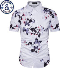 Mens Hipster Hawaiian Floral Shirt 2018 Brand New Slim Fit Short Sleeve Social Shirt Mens Casual Dress Shirts Camisa Masculina 2024 - buy cheap