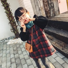 2017 Baby Girl Autumn Winter Patchwork Plaid Princess Dress Children Clothes Long Sleeved Girls A-line Mini Dress Kids Clothing 2024 - buy cheap