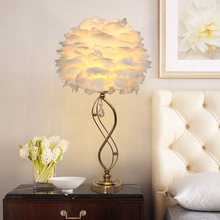 Modern feather crystal gold Table lamps bedside reading room living room bedroom EU plug E27 illumination lamps 2024 - buy cheap