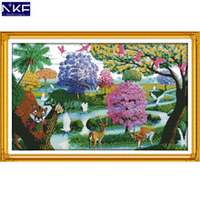 NKF A Heaven on Earth Stamped Cross Stitch Pattern DIY Kit Needlework Embroidery Sets Chinese Cross Stitch for Home Decor 2024 - buy cheap