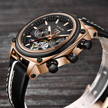 New 2018 LIGE Luxury Skeleton Tourbillon Sports Watch Men's Automatic Mechanical Watch Leather Mechanical Watch Reloj Hombre+Box 2024 - buy cheap