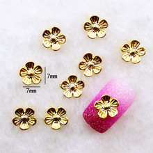 50pcs/pack Japan Korea Alloy Nail Art 3D Gold Cherry Blossoms Metal Accessories Decoration for Phototherapy Nail Sticker DIY 2024 - buy cheap