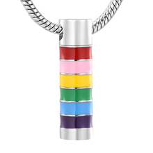 K11934 Rainbow Cylinder Tube Cremation Jewelry for Ashes Pendant Holder Urns Stainless Steel Memorial Necklace for Men/Women 2024 - buy cheap