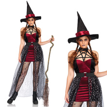 Gothic Red Sexy Witch Halloween Costume Women Party Fancy Dress Female Velvet Cosplay Elf Dress Halloween Fairy Cosplay Clothing 2024 - buy cheap