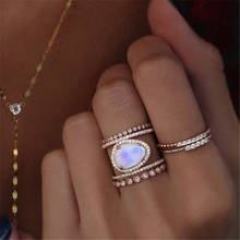 Кольца с натуральным лунным камнем для женщин, кольца с микрозакрепкой цирконием, винтажные кольца с покрытием из розового золота, обручальное кольцо с камнем 2024 - купить недорого