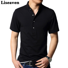 Liseaven-Polo de manga corta para hombre, Camisa negra de algodón, Tops y camisetas de marca, ropa 2024 - compra barato