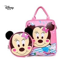 Мультипликационный рюкзак Disney, милая двойная сумка с Микки, многофункциональная детская обучающая сумка, сумка для начальной школы, сумка через плечо 2024 - купить недорого