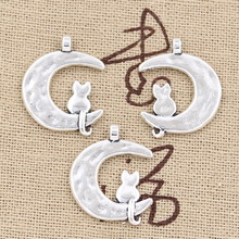 12pcs Charms Moon Cat 22x18mm Antique Making Pendant fit,Vintage Tibetan Bronze Silver color,DIY Handmade Jewelry 2024 - buy cheap