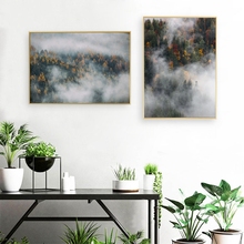 Foggy Weather and Pine Trees Landscape Poster Canvas Prints Forest Mountain Photography Art Painting Picture Home Wall Art Decor 2024 - buy cheap