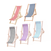 5pcs Mini Foldable Striped Wooden Lounge Chairs for 1/12 Dollhouse Furniture Accessory 2024 - buy cheap