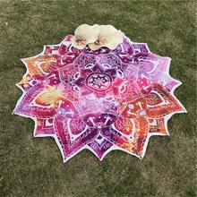 Esterilla redonda de Yoga, tapiz indio de Mandala, para Yoga estera de loto, chal estampado de flores bohemias con filtro solar y borlas, nueva 2024 - compra barato