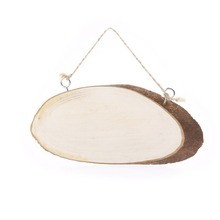 Placa oval da fatia do log da árvore com 2 ganchos e corda decoração do casamento (cor de madeira) 2024 - compre barato