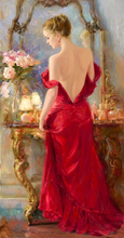 Woman in Elegant Red Dress Arts Needlework 14CT Canvas Unprinted Handmade Embroidery Aida Cross Stitch Kits Set DIY Home Decor 2024 - buy cheap