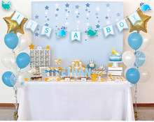 Decoração de aniversário baleias uma a quatro, bonito, menino, menina, bebê, faixa de aniversário, cem dias, decoração de festa, azul, rosa 2024 - compre barato