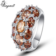 lingmei Gorgeous Morganite Jewelry  Silver Ring Size 6 7 8 9 10 11 12 13 Fashion Women Popular Party Wholesale Free Shipping 2024 - buy cheap