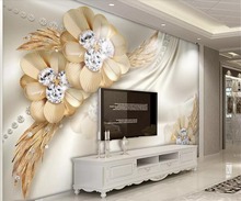 beibehang papel de parede Custom wallpaper 3D mural gold luxury diamond flower jewelry living room wall papers home decor murals 2024 - buy cheap