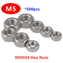 500pcs Metric thread DIN934 M5 Hex Nuts 304 Stainless steel A2-70 Hexagon Nuts 2024 - buy cheap