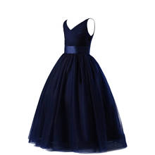 Elegant Flower Girls Dresses Children Navy Blue Sleeveless Graduation Dresses Kids Wedding Party Ball Gown Vestido 2024 - buy cheap