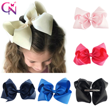 CN 30pcs/lot 8" Handmade Solid Large Hair Bow For Girls Kids Grosgrain Ribbon Bow With Clips Boutique Big Hair Accessories 2024 - buy cheap