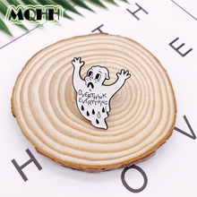 Creative Cartoon Skeleton Ghost Gem Enamel Brooch Black and White Alloy Badge Shirt Bag Pins Accessories Women Jewelry Gifts 2024 - buy cheap
