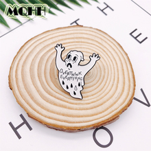 Broche de esmalte de Gema fantasma con esqueleto de dibujos animados para mujer, insignia de aleación en blanco y negro, alfileres para bolsa de camisa, accesorios, regalos de joyería 2024 - compra barato