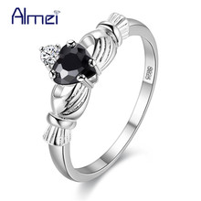 Almei 2017 Engagement Wholesale New Ring Cubic Zircons Vintage Jewelry for Woman Wedding Rings With Black Stone Anillos Y030 2024 - buy cheap