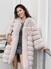 woman winter jacket fur women coat with fur new 2018 fashion female outwear winter real fox fur coats stripe beige brown C162 2024 - buy cheap