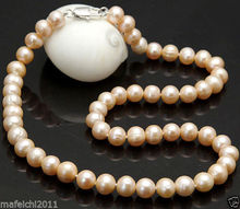 Ожерелье и серьги из натурального розового жемчуга, 8-9 мм, 18 дюймов 2024 - купить недорого