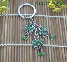 Vintage Silver Green 3 Coconut Tree Keychain For Keys Car Bag Key Ring Handbag Couple Key Chains Gifts Crafts Accessories  DIY 2024 - buy cheap