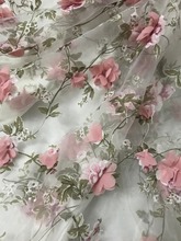 Tecido de renda, rede francesa, tecido de malha bordada com flor 3d 2024 - compre barato
