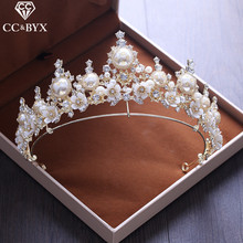 CC tiaras and crowns baroque style luxury pearl engagement wedding hair accessories for bride queen pageant fine jewelry XY257 2024 - buy cheap