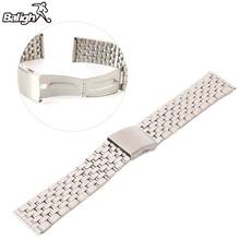 Stainless Steel Metal Strap Silver Watch Band Unisex Bracelet Double Fold Deployment Clasp Watch Buckle 18-22mm 2024 - buy cheap