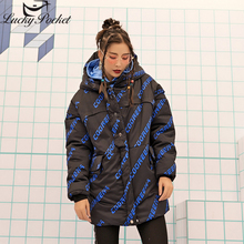 Inverno feminino novo preto grosso quente com capuz jaqueta feminina moda estilo rua carta parkas plus size manga longa casaco casual z999 2024 - compre barato