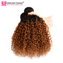 Dream Diana Ombre Malaysian Kinky Curly Hair Two Tone 1B30 3 Bundles Deal Dark Brown Afro Non Remy 100% Ombre Human Hair Weave 2024 - buy cheap