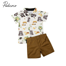2019 Baby Summer Clothing Infant Kids Baby Boy Gentleman Clothes Shirt Tops+Short Pants Animals Print 2PCS Outfits Set 1-5T 2024 - buy cheap