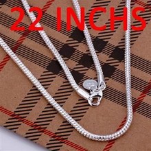 Silver Necklace Pendant,925 jewelry silver plated Necklace 3mm Snake Bone Necklace-22 N192-22 /SIBSFHBY PEAPVWBE 2024 - buy cheap
