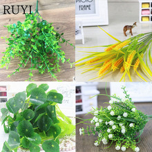 Artificial eucalipto simulação buquê grama plástico falso mobiliário flor/arranjo flor/plantas de parede grama verde 2024 - compre barato
