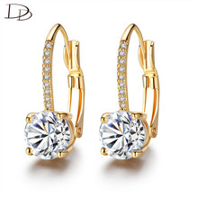 DODO Elegant Gold Color Women's Hoop Earrings 8mm Round AAA Zircon Wedding Earrings Fashion Jewelry Brincos Femme WholesaleE238 2024 - buy cheap