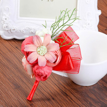 Haimeikang Bride Bridesmaid Wrist Flower Wedding Small Tea Boutonniere Prom Corsage Ceremony Flower Brooch Wedding Boutonnieres 2024 - buy cheap