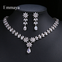 Emmaya Fancy Jewelry Sets teardrop pendant Zircon Round Pendant Necklace Present Female Classic Earring Anniversary Set 2024 - buy cheap