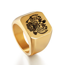 Anillo de águila genial de la corrosión Monla 2017 con un escudo de armas del anillo ruso de acero inoxidable anillo de joyería para hombre estilo ruso 2024 - compra barato